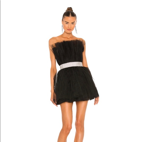 Bronx and Banco Dresses & Skirts - Bronx and Banco X Revolve Anna Strapless Mini Dress Black Tulle Crystal Belt